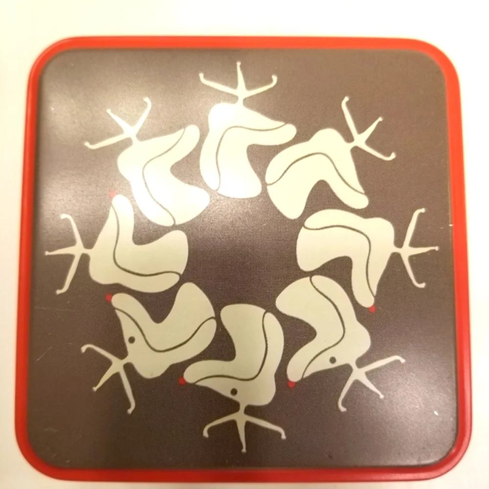 Fossil Reindeer Siver-tone Christmas Metallic Square Tin with Reindeer Design